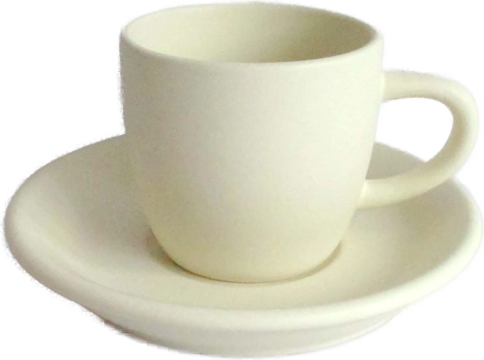 Tazzina con piattino 120 ml in ceramica opaca bianco-crema