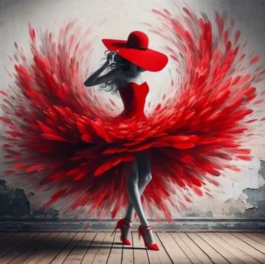 Pittura diamantata Ballerina in rosso 30×40 cm