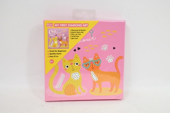 STNUX quadretto diamantato con gattini su sfondo rosa 15 × 15 cm - 1 pezzo