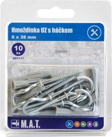 Tassello a nodo con gancio 6×38 mm, zinco bianco (10 pz)