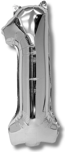 Palloncino in foil numero 1, 40 cm, argento