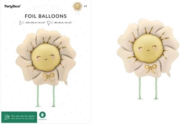 Palloncino in foil da passeggio a forma di fiore beige chiaro 104 × 104 cm