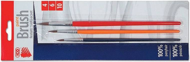 Set di pennelli tondi ICO 4/6/10 – manici in legno colorati