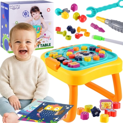 Tavolino educativo interattivo Woopie 3 in 1 – officina, lavagna e apprendimento di numeri