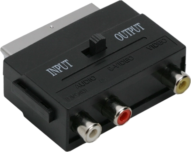 Adattatore Euro/SCART a 3× RCA con interruttore