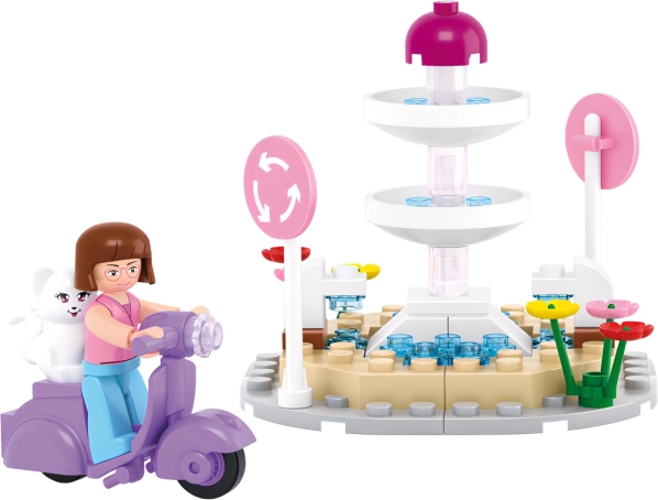 Sluban Girls Dream Town M38-B0519 Rotatoria con fontana con scooter
