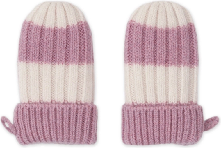 Guanti in merino Lodger Stripe mauve 0–12 mesi