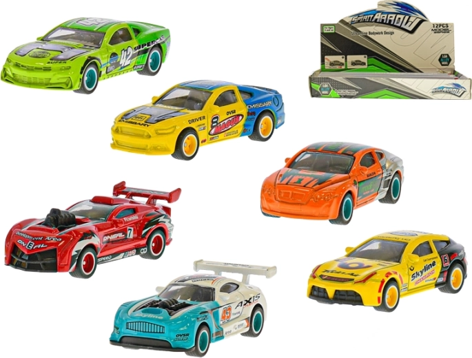 Macchinina da corsa in metallo 7 cm a ruota libera – 6 varianti