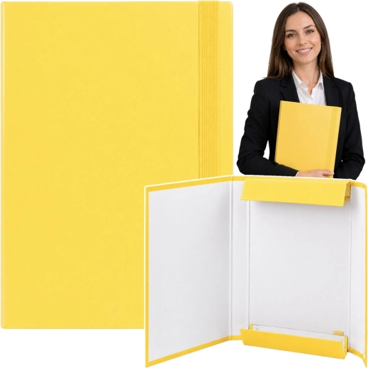 Cartellina a lembi per documenti A4 con elastico, rigida, gialla 34,5 cm - 1 pezzo