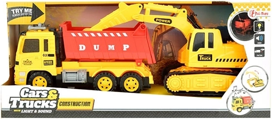 Toi Toys Cars & Trucks camion ribaltabile e escavatore con luci e suoni