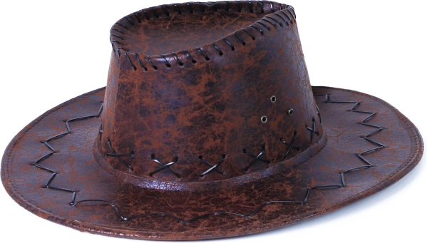 Cappello da cowboy in similpelle marrone per adulti