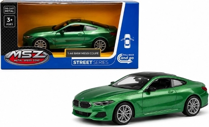 Modello di auto BMW M850i Coupé con effetti luminosi e sonori, verde
