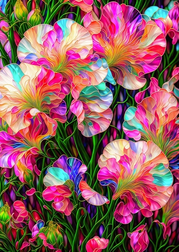 Puzzle ENJOY vetrata con fiori di pisello odoroso, 1000 pezzi