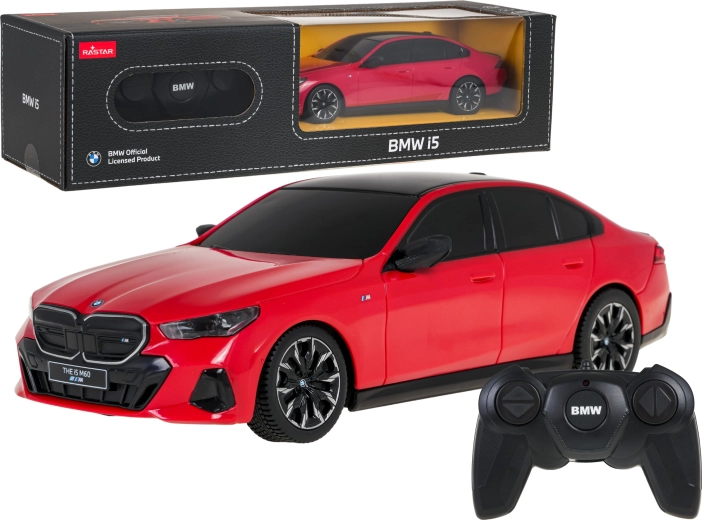 Auto BMW i5 RASTAR radiocomandata rossa in scala 1:24