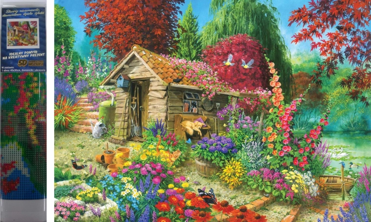 Pittura diamante Cottage in giardino 30x40 cm