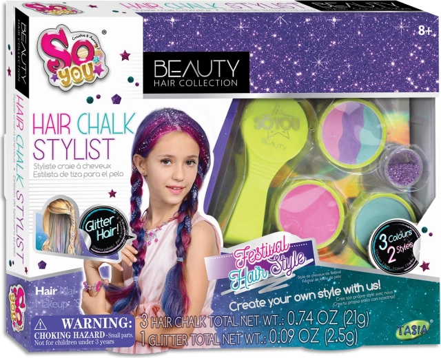 Tasia anellini colorati per capelli con glitter