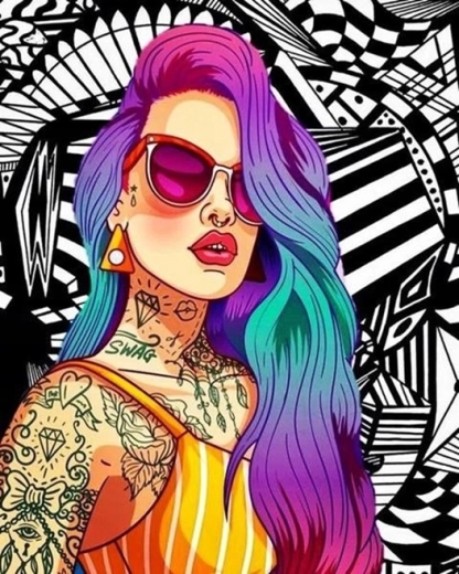 Norimpex pittura con diamanti ragazza con tatuaggio 30 × 40 cm
