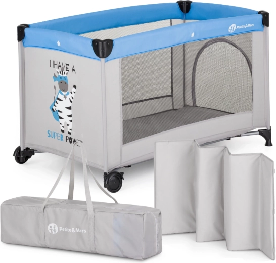 Lettino da viaggio PETITE&MARS Koot Zebra Super Power 120 × 60 cm