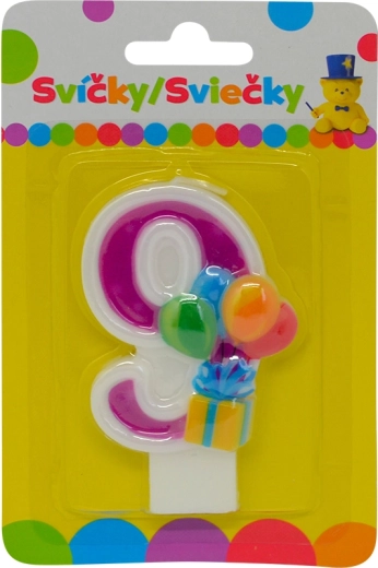 Candela di compleanno con palloncini numero 9