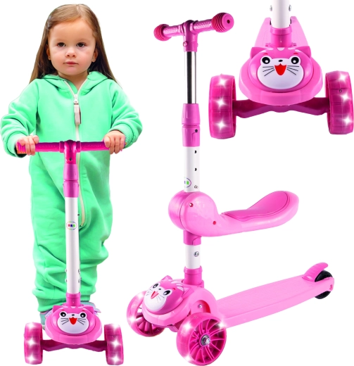 Monopattino a tre ruote Kotek con ruote luminose e sedile