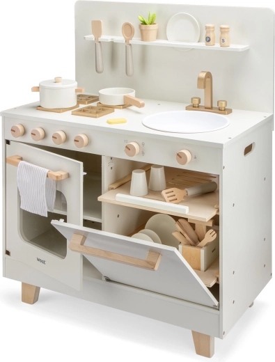 Cucina giocattolo in legno per bambini con lavastoviglie