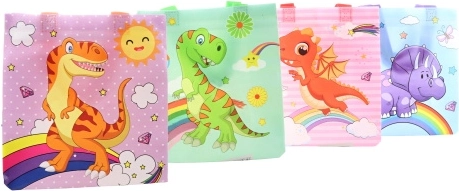 Busta regalo con motivo dinosauro, plastica, 22 × 23 × 11 cm