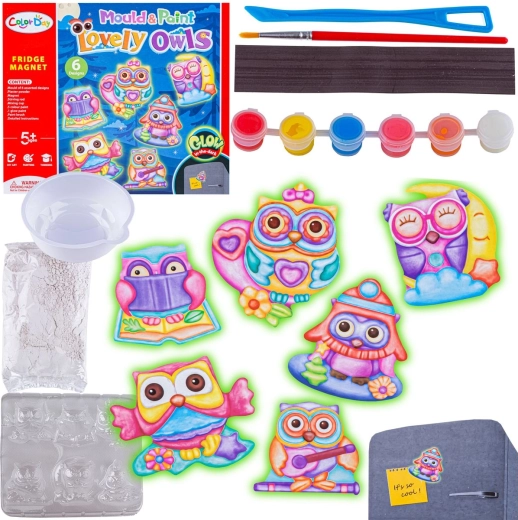 Kit creativo per realizzare magneti in gesso con dolci civette (DIY)
