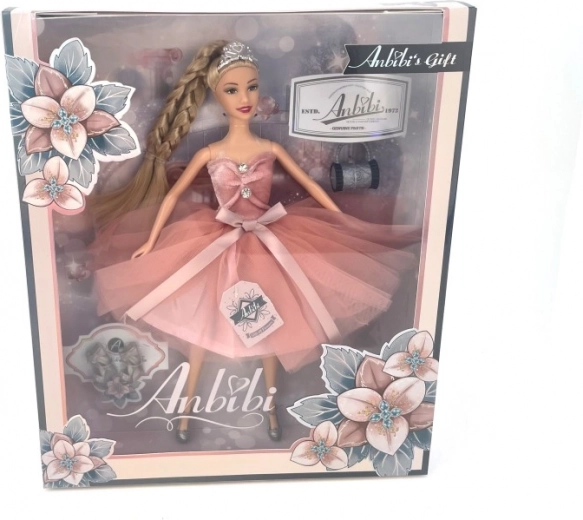 Bambola con vestito rosa 30 cm