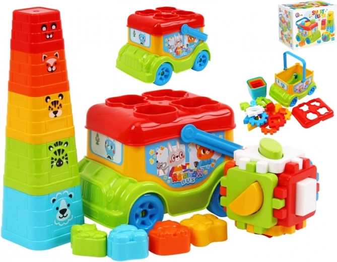 Autobus – inserimento forme e piramide impilabile per bambini da 12 mesi