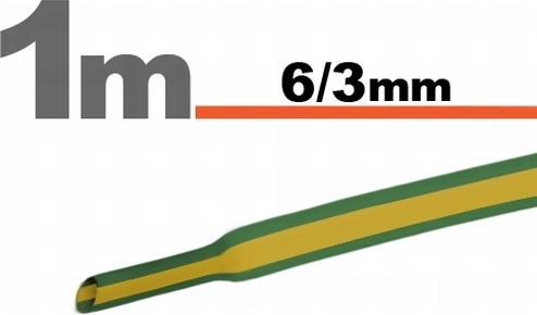 Guaina termorestringente giallo-verde 6/3 mm