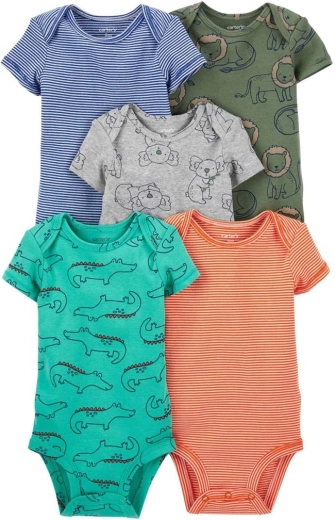 Body in cotone Carter’s a manica corta safari per maschietto, 5 pz, tg. 56