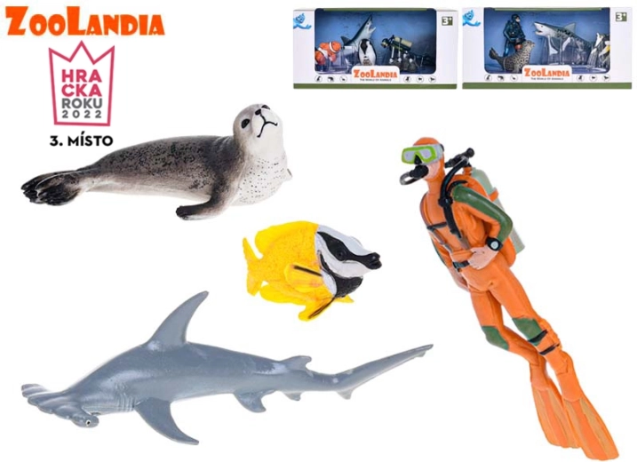 Zoolandia subacqueo con squalo e accessori – set di figurine per acquario