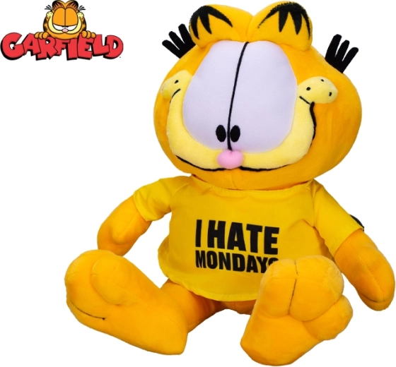 Gatto Garfield di peluche 24 cm – seduto, maglietta I hate Mondays