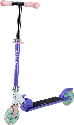 Monopattino pieghevole per bambini NILS Extreme con ruote LED, viola
