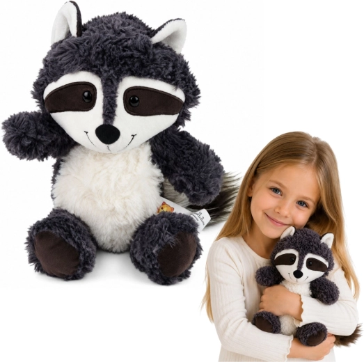 Peluche a forma di procione bianco e grigio 25 cm