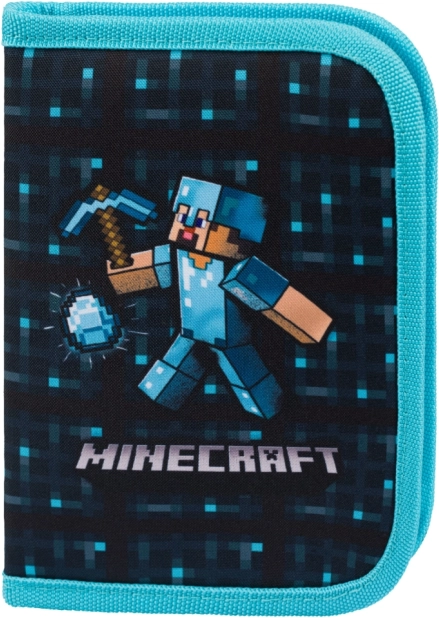 Astuccio scolastico Minecraft con motivo dell’ascia blu