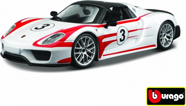 Modello d'auto in metallo 1:24 Porsche 918 Weissach – bianco
