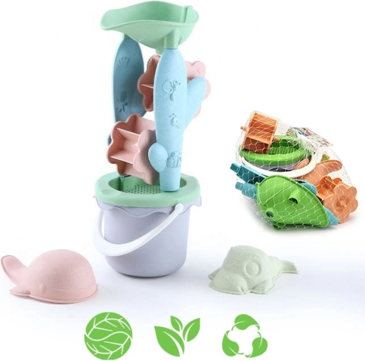 Woopie Green set ecologico per la sabbia con secchio e mulino, 4 pezzi