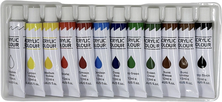 Colori acrilici mini - set da 12 colori - 1 pezzo