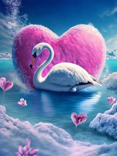 Norimpex Dipinto con numeri Cigno con cuore 40 × 50 cm