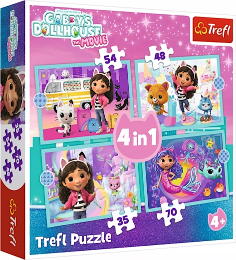 Puzzle 4 in 1 La Casa delle Bambole di Gabby – Grandi avventure (TREFL)