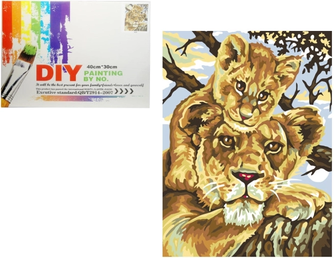 Painting by numbers – leonessa con cucciolo