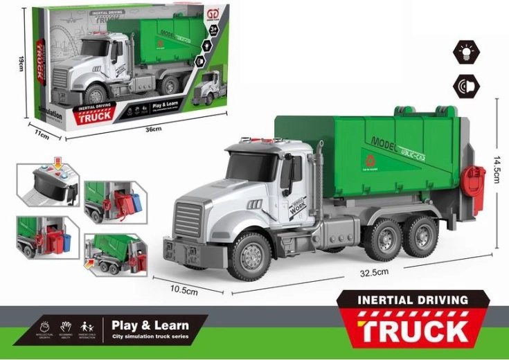 Camion della spazzatura con luci e suoni