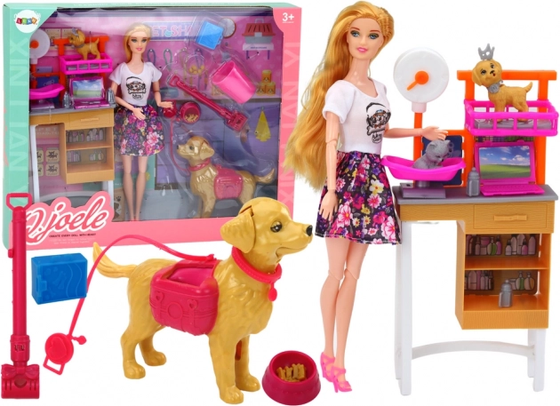 Set esperienziale con bambola e cuccioli – cura veterinaria e toelettatura