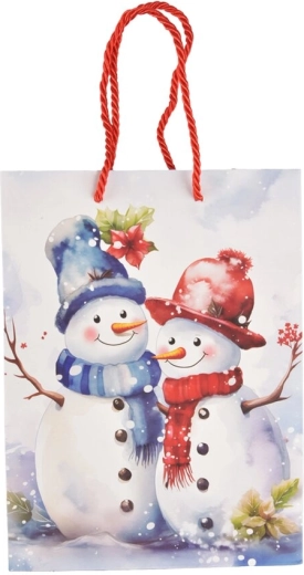 Borsa regalo in carta con motivo invernale di pupazzo di neve 18 × 10 × 23 cm