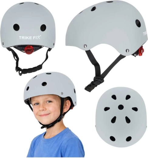 Casco da ciclismo per bambini con LED, regolabile, taglia M (55–58 cm), grigio scuro