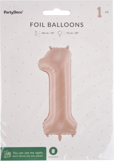 Palloncino in foil numero 1 beige 72 cm