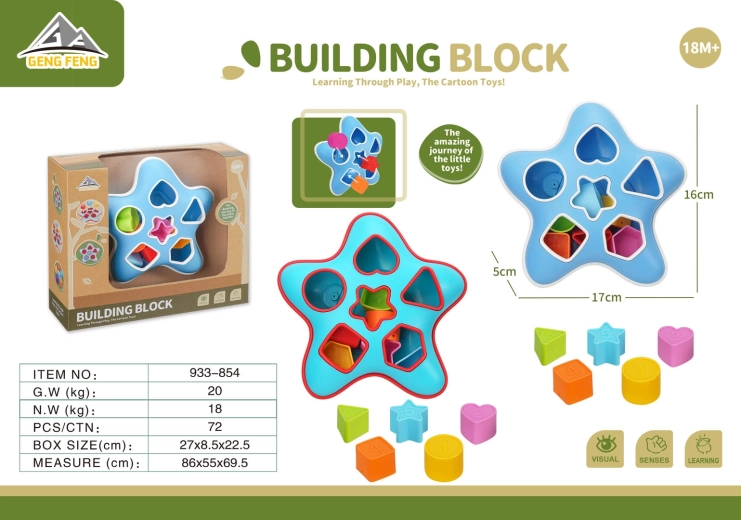 Sorter a incastro blu a forma di stella per i più piccoli - 1 pezzo