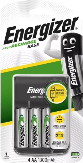 Energizer caricabatterie USB con batterie ricaricabili AA