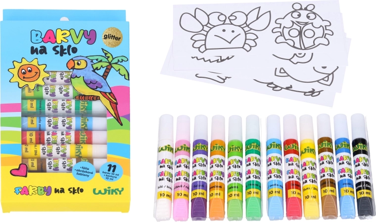 Colori glitter per vetro 11+1, 10 ml